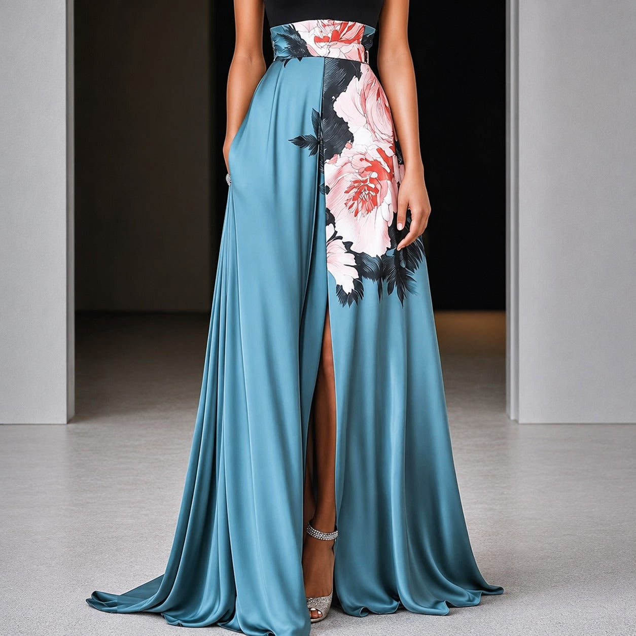 Annie - Ärmelloses Maxikleid mit Blumenmuster