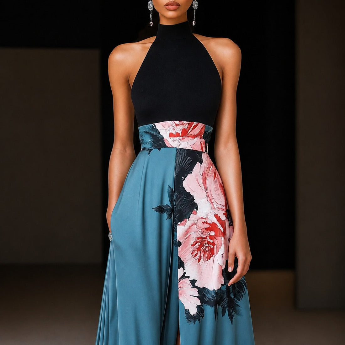 Annie - Ärmelloses Maxikleid mit Blumenmuster