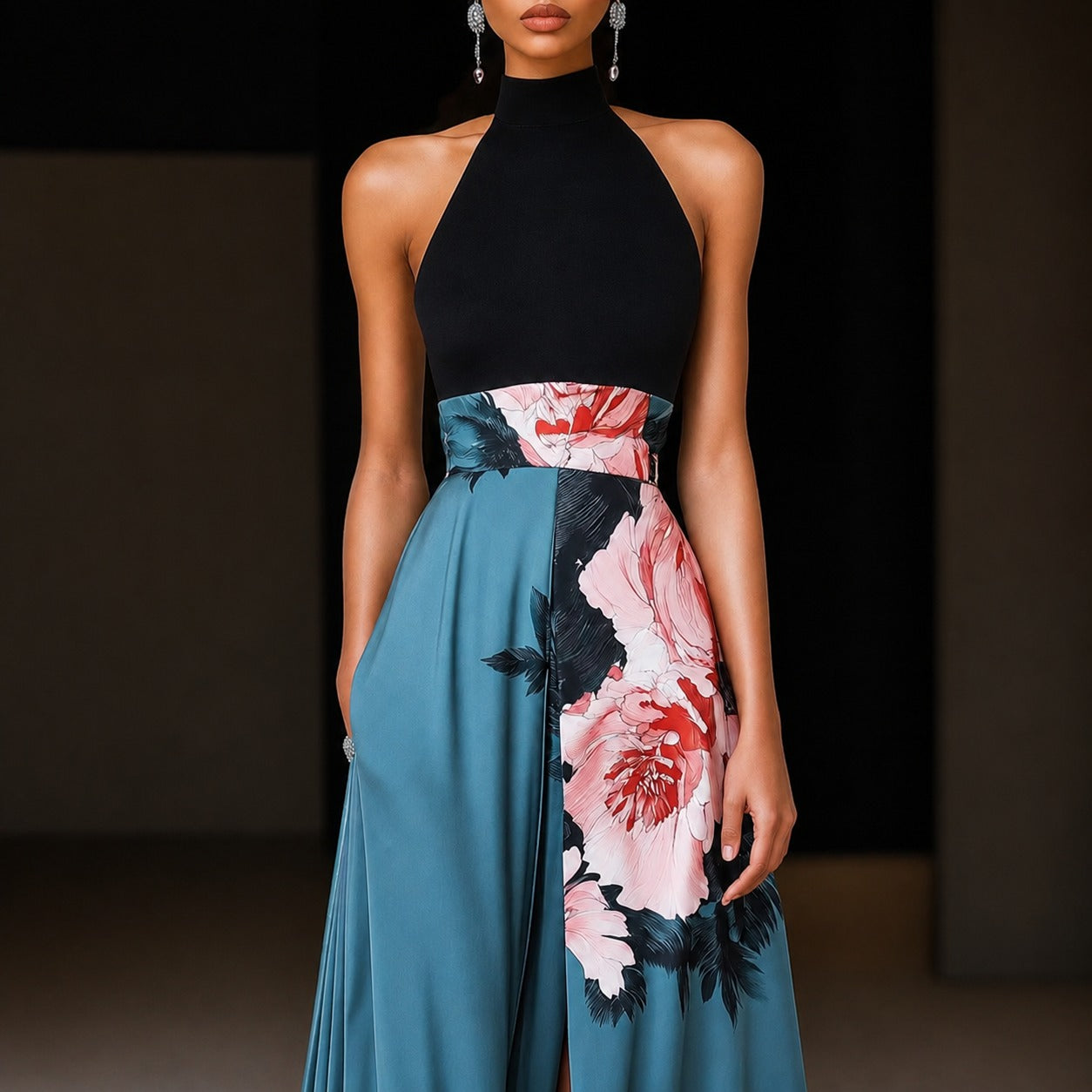Annie - Ärmelloses Maxikleid mit Blumenmuster