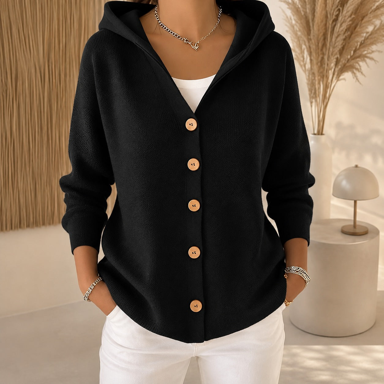 Ryanne - Komfortable Langarmjacke mit Kapuze für Damen