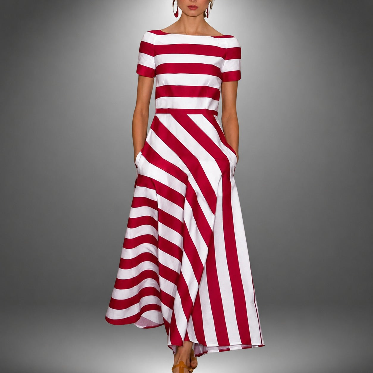 Darcie - Gestreiftes A-Linien-Maxikleid