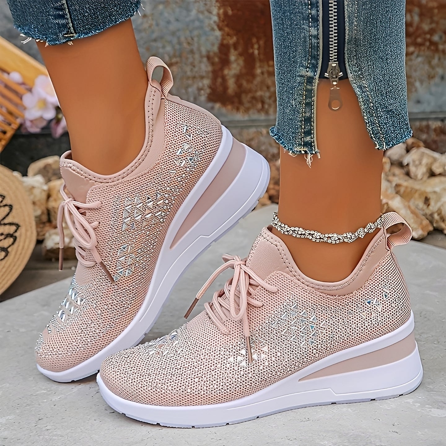 Elodie - Trendige Bequeme Sneakers mit Glitzerelementen