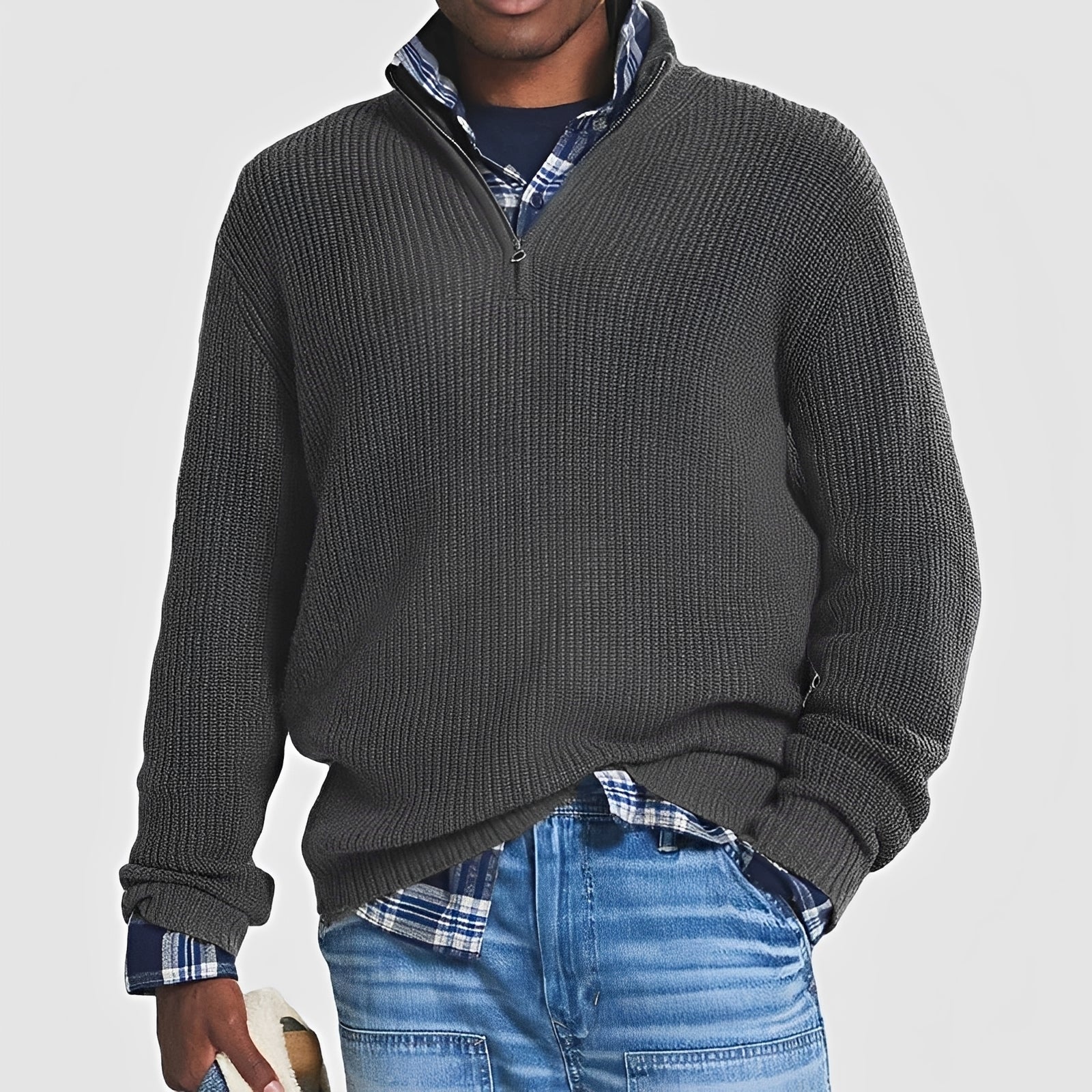 Sean - Herrenpullover mit Reißverschluss