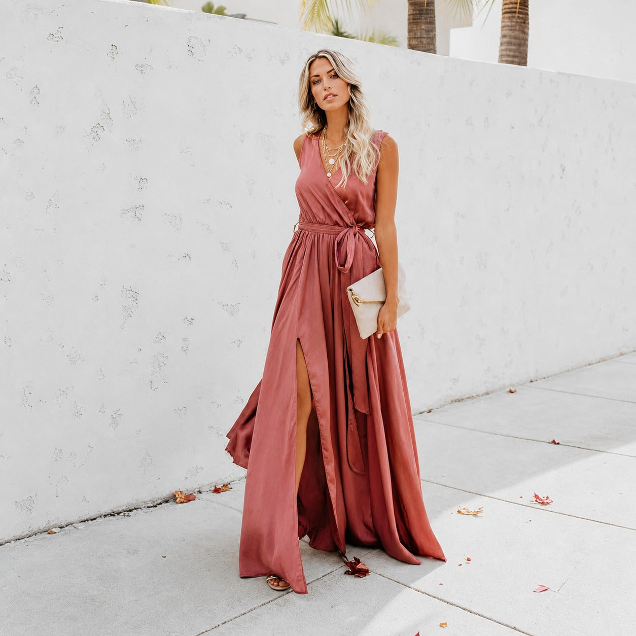 Kareem - Lässiges Maxikleid mit Taillengürtel