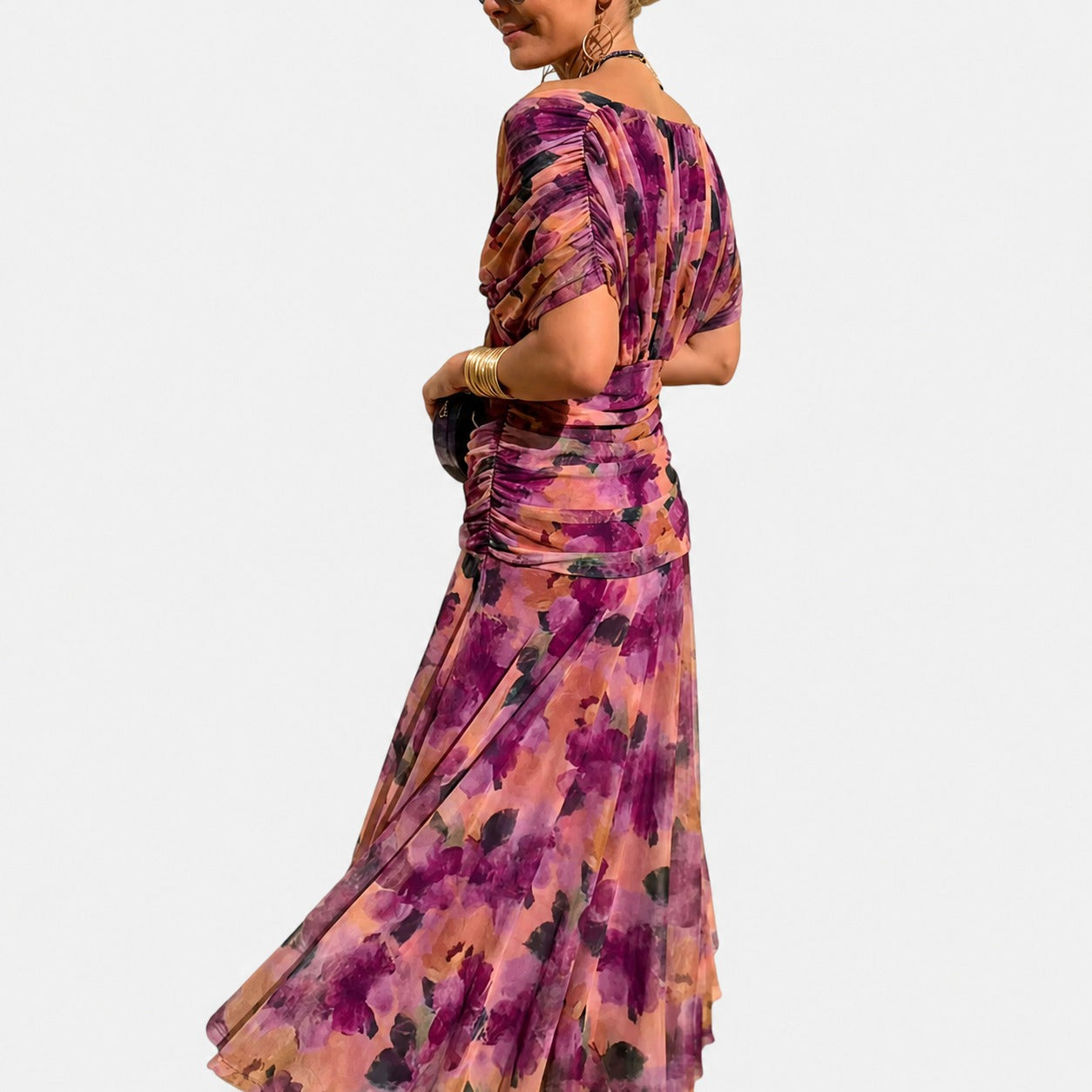 Bernice - Elegantes Gerafftes Maxikleid