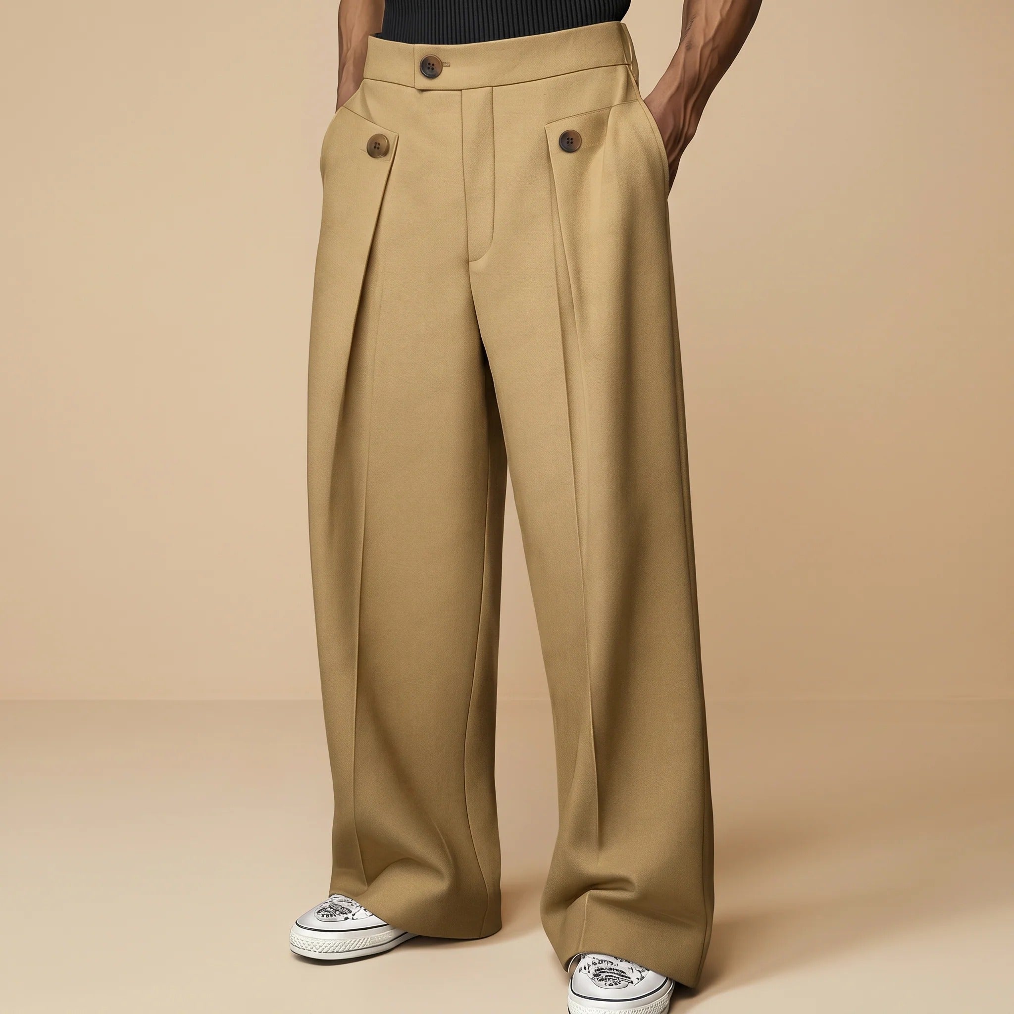 John - Modische Weitgeschnittene Hose mit Hohem Bund