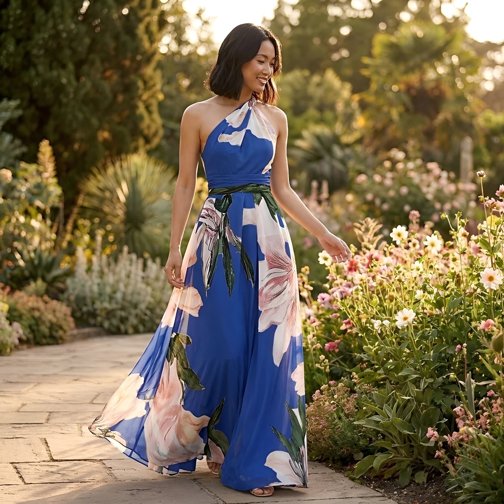 Kirsty - Neckholder-Maxikleid mit Blumenmuster