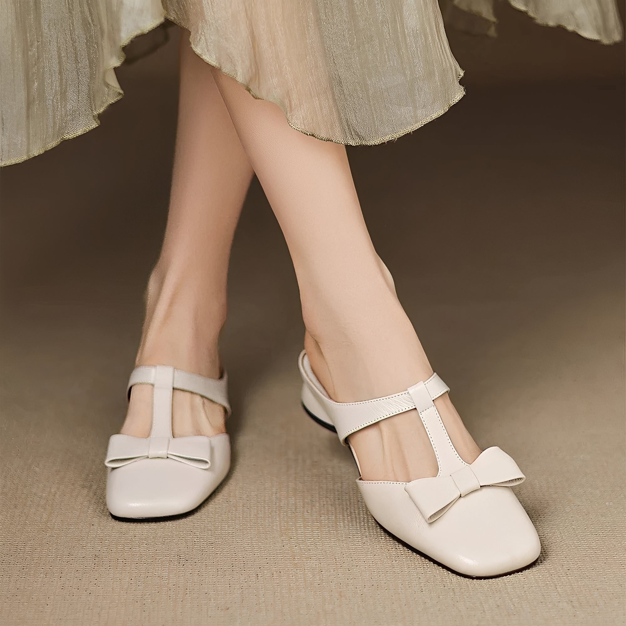 Jean - Stilvolle Schleifen-Mules-Sandalen