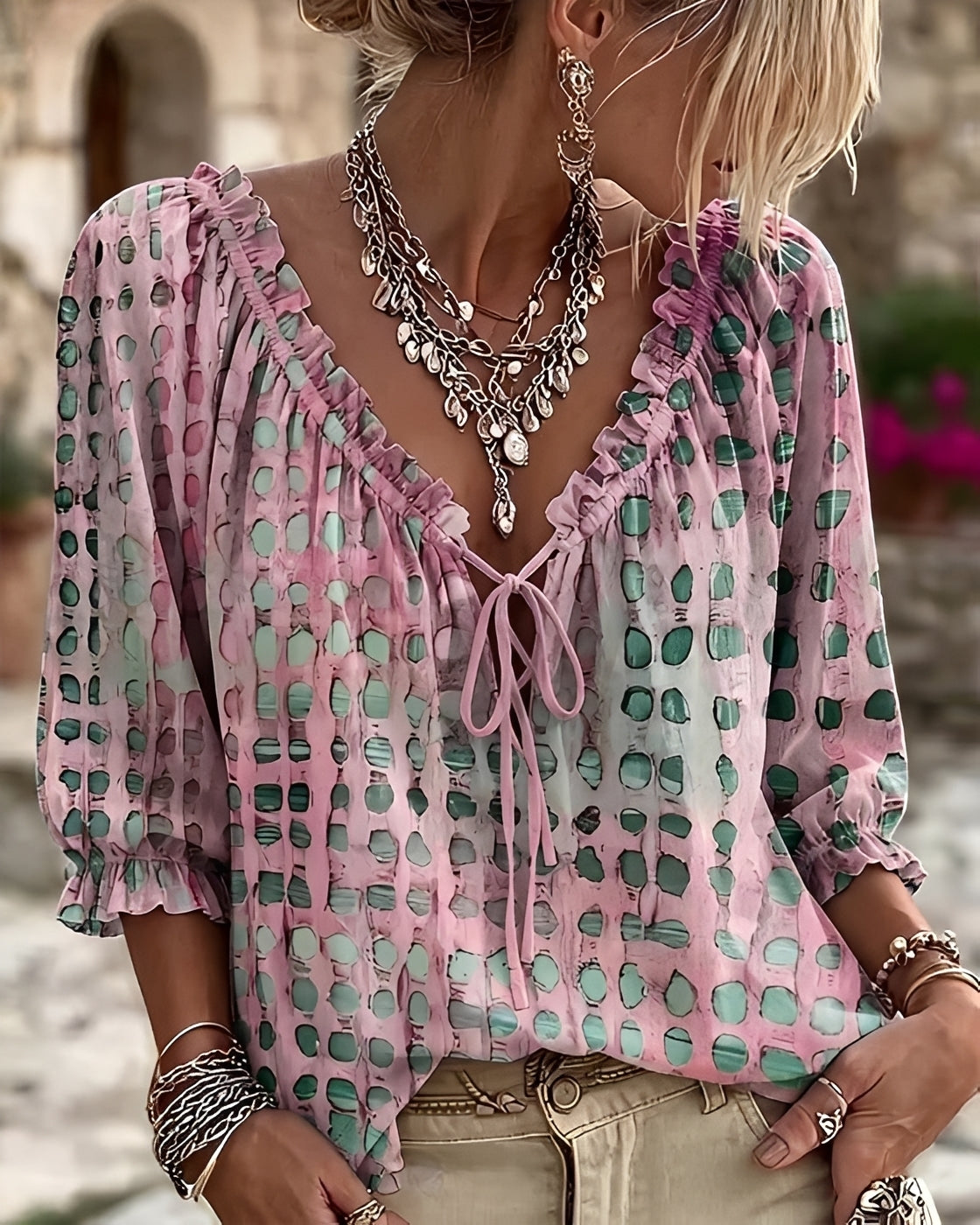 Candice - Elegante Bluse mit Tupfenmuster
