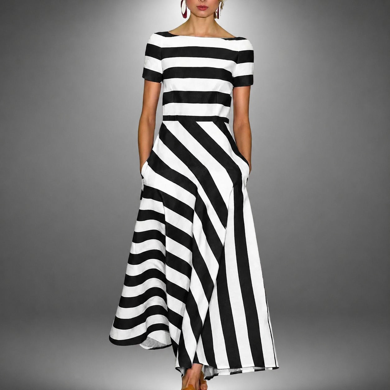 Darcie - Gestreiftes A-Linien-Maxikleid