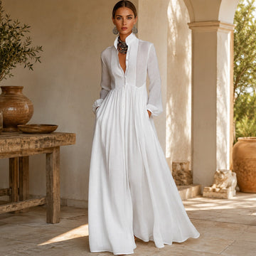 Kyran - Elegantes Maxikleid mit langen Ärmeln