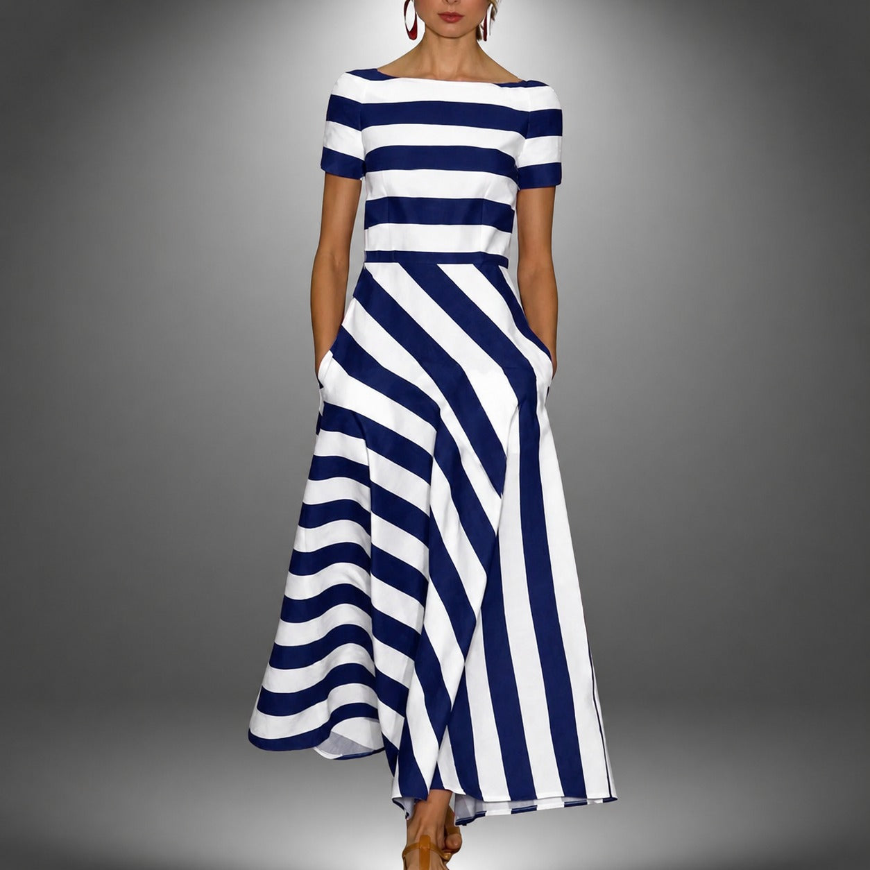 Darcie - Gestreiftes A-Linien-Maxikleid