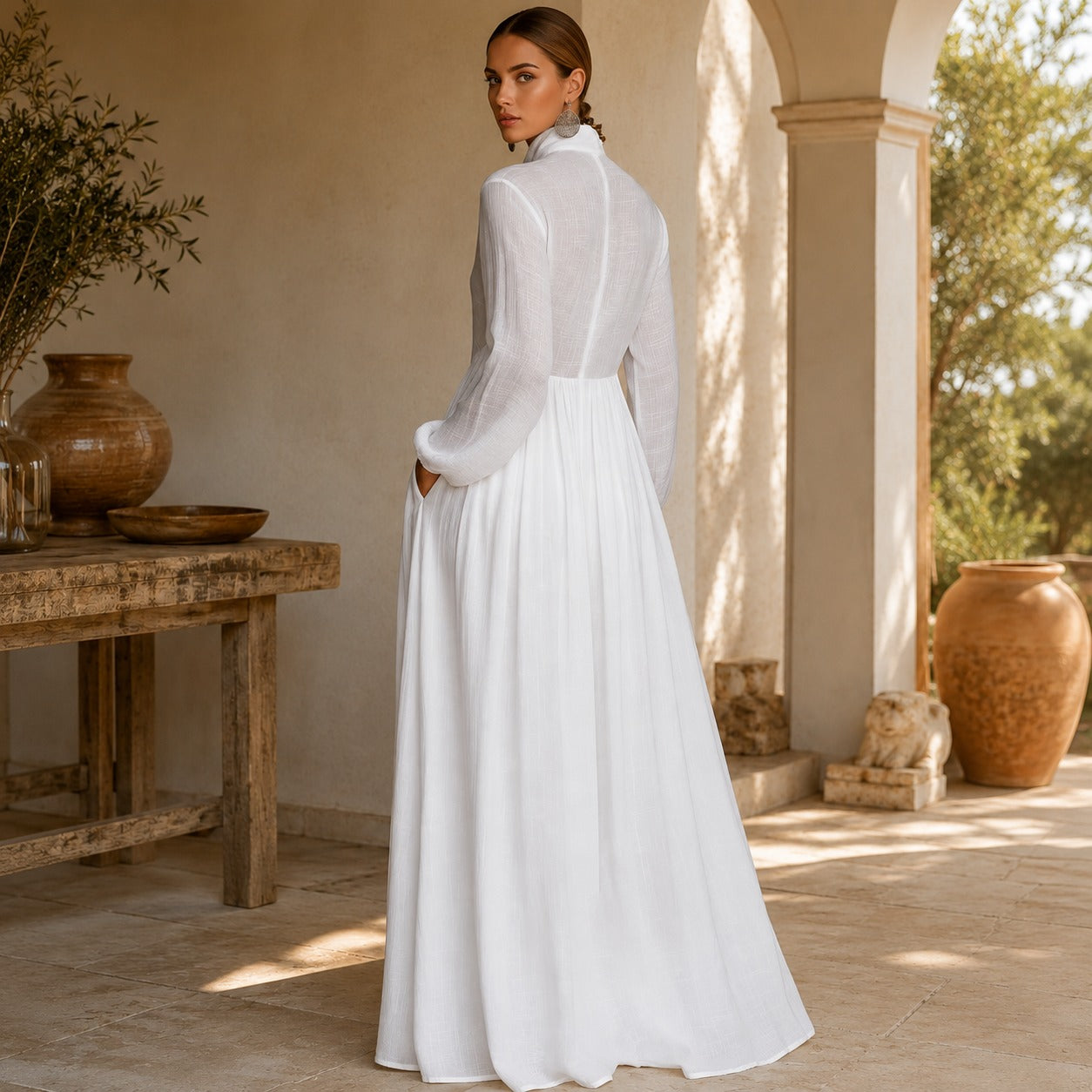 Kyran - Elegantes Maxikleid mit langen Ärmeln