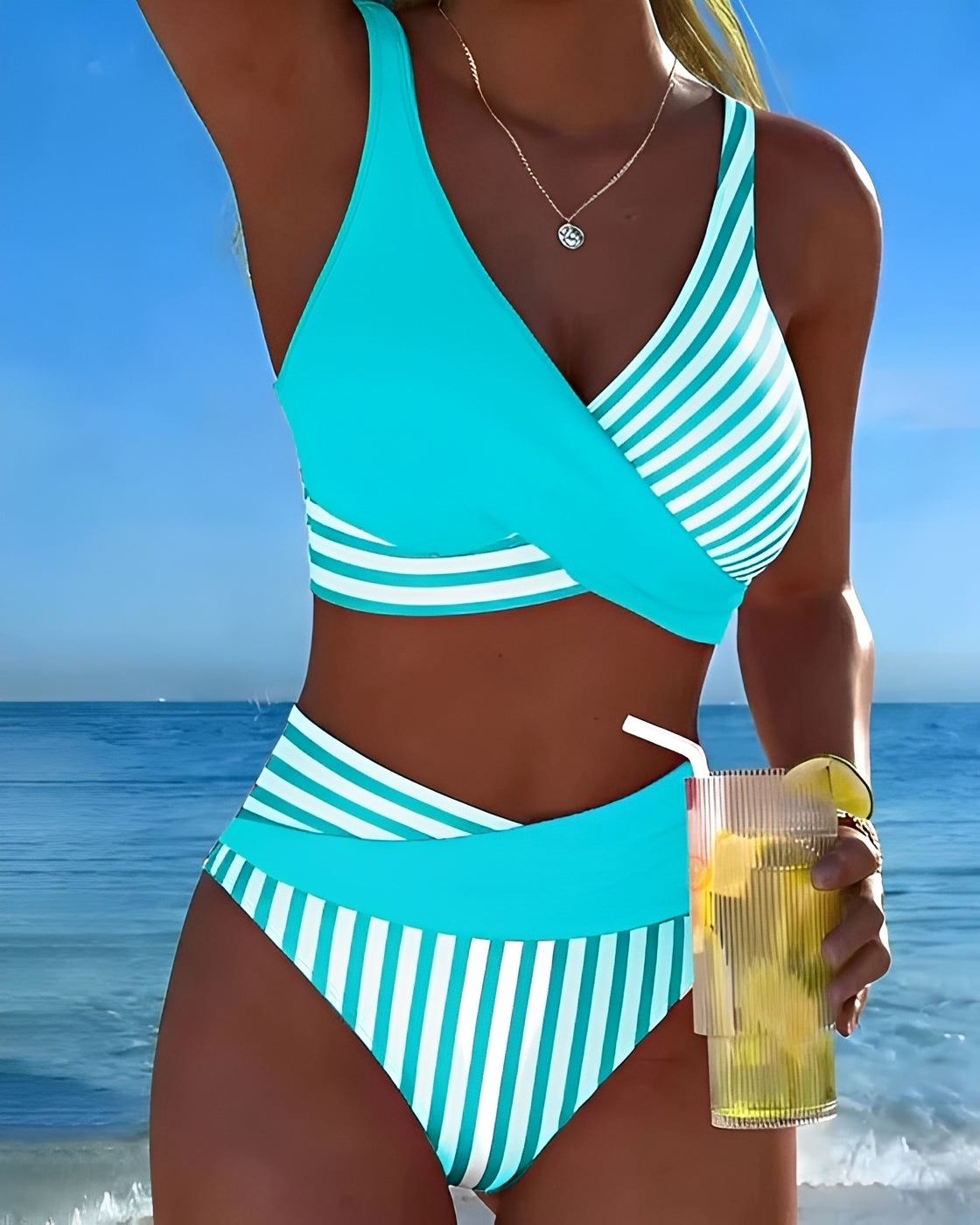 Angelica - Eleganter Gestreifter Bikini