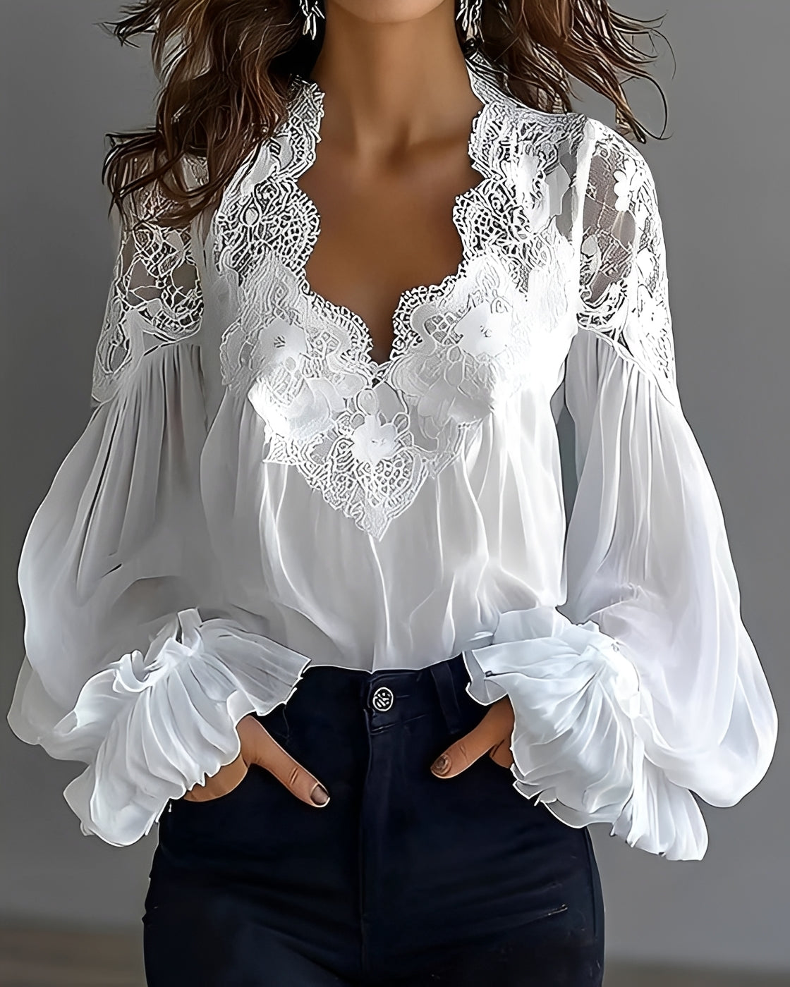 Kim - Trendige Bluse mit V-Ausschnitt