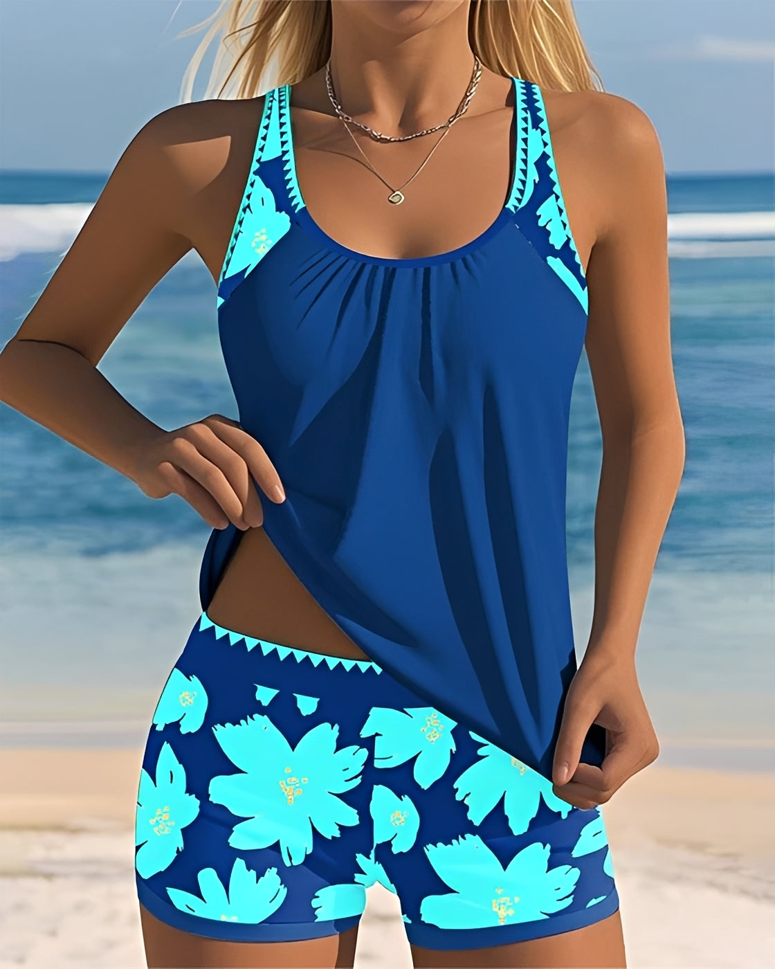 Mila - Tankini mit Blumendruck und Rundhals
