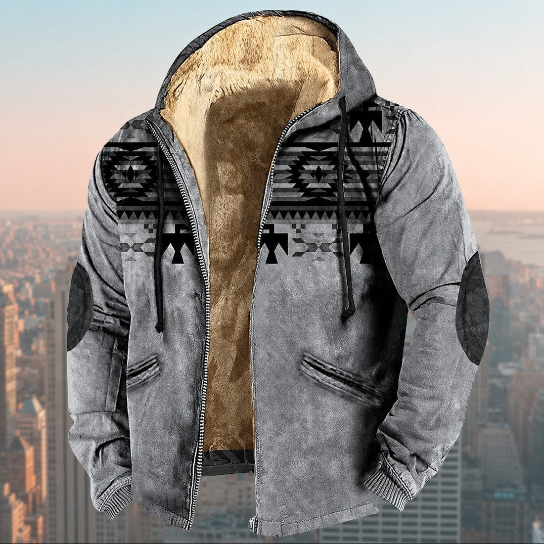 Laszlo - Kapuzenjacke für Herren mit Tribal-Muster