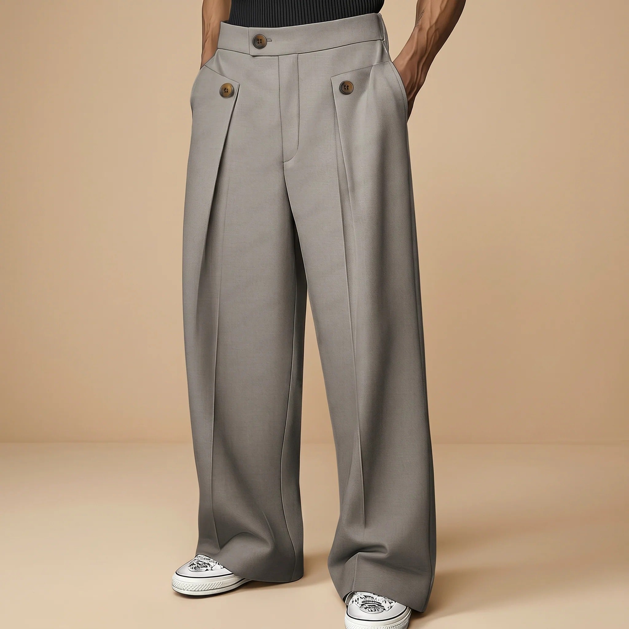 John - Modische Weitgeschnittene Hose mit Hohem Bund