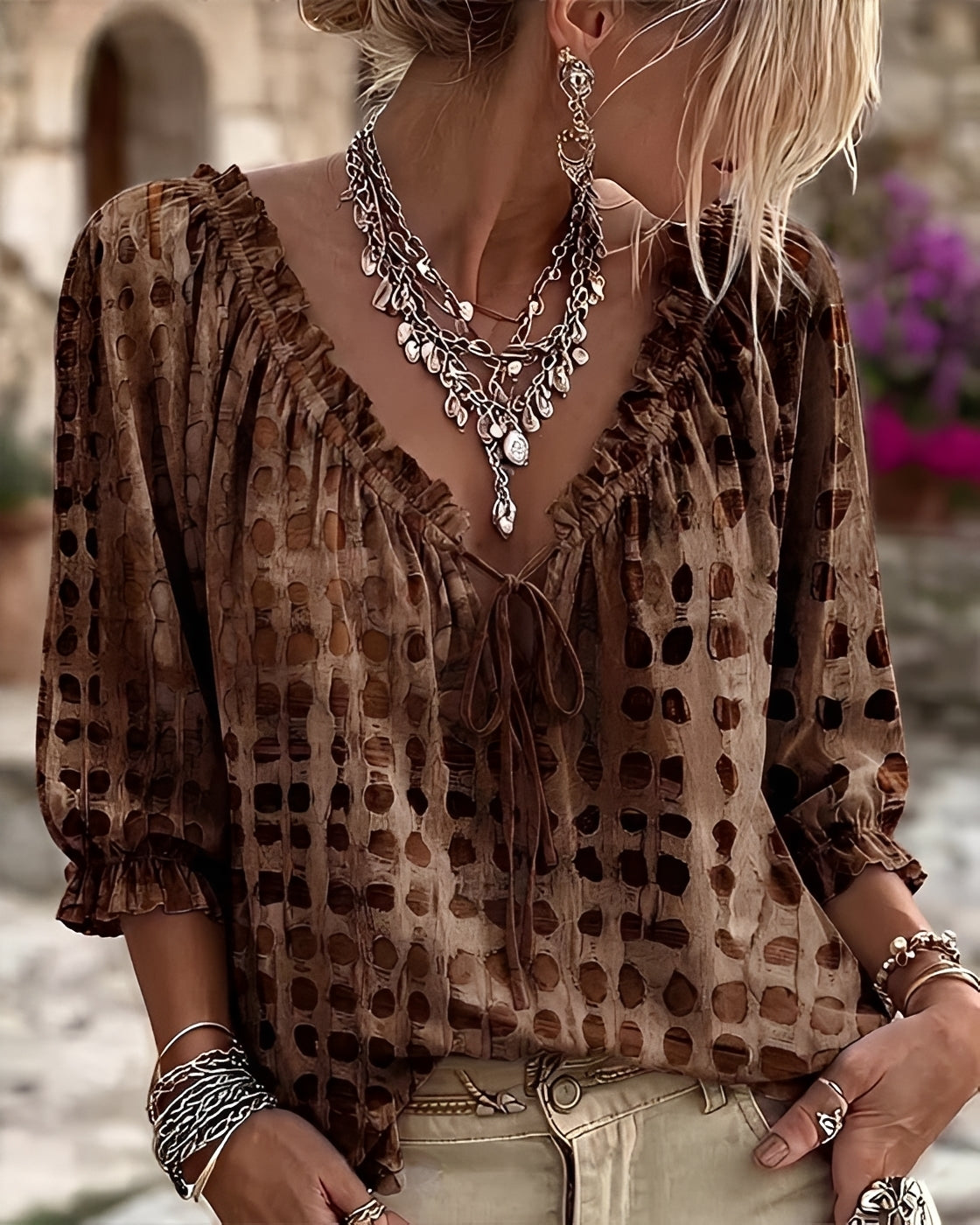 Candice - Elegante Bluse mit Tupfenmuster
