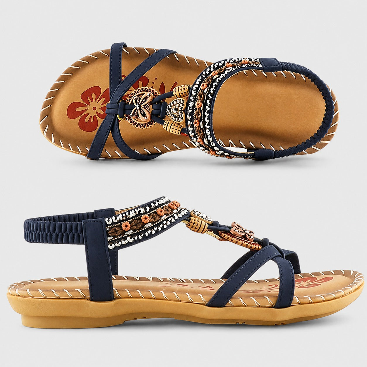 Eleanor - Elegante Flache Sandalen mit Glitzerdetails