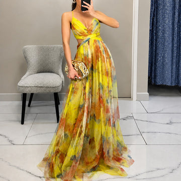 Michelle - Langes Kleid mit Blumenmuster