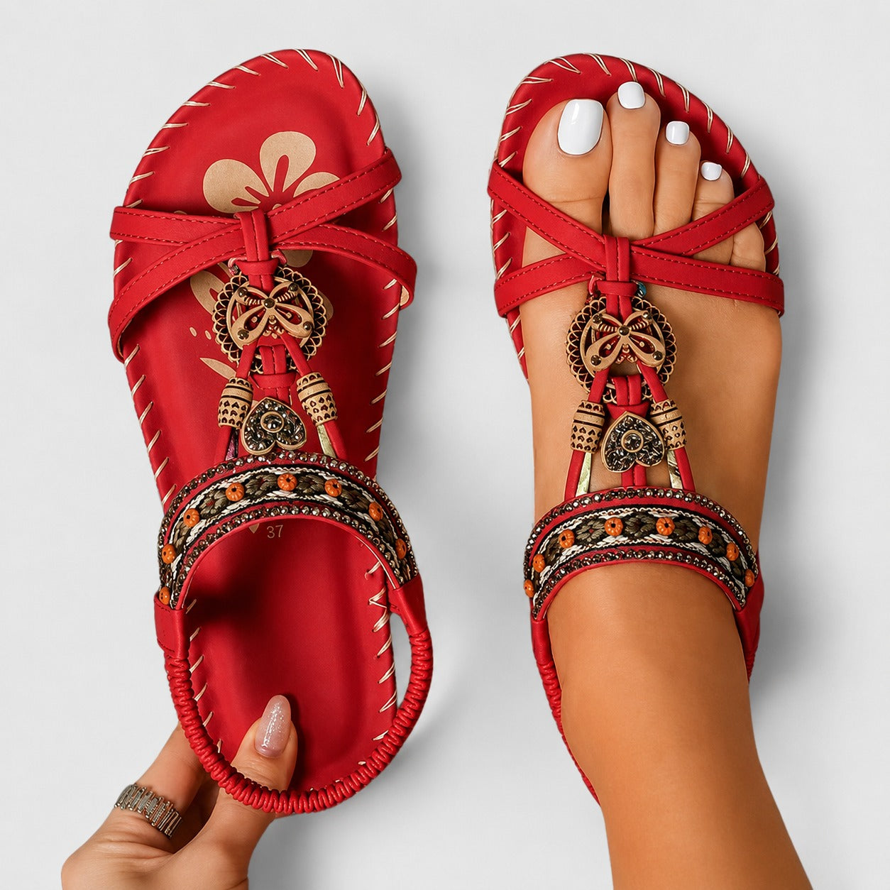 Eleanor - Elegante Flache Sandalen mit Glitzerdetails