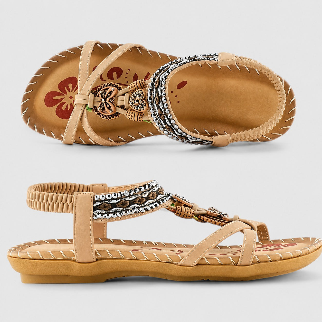 Eleanor - Elegante Flache Sandalen mit Glitzerdetails