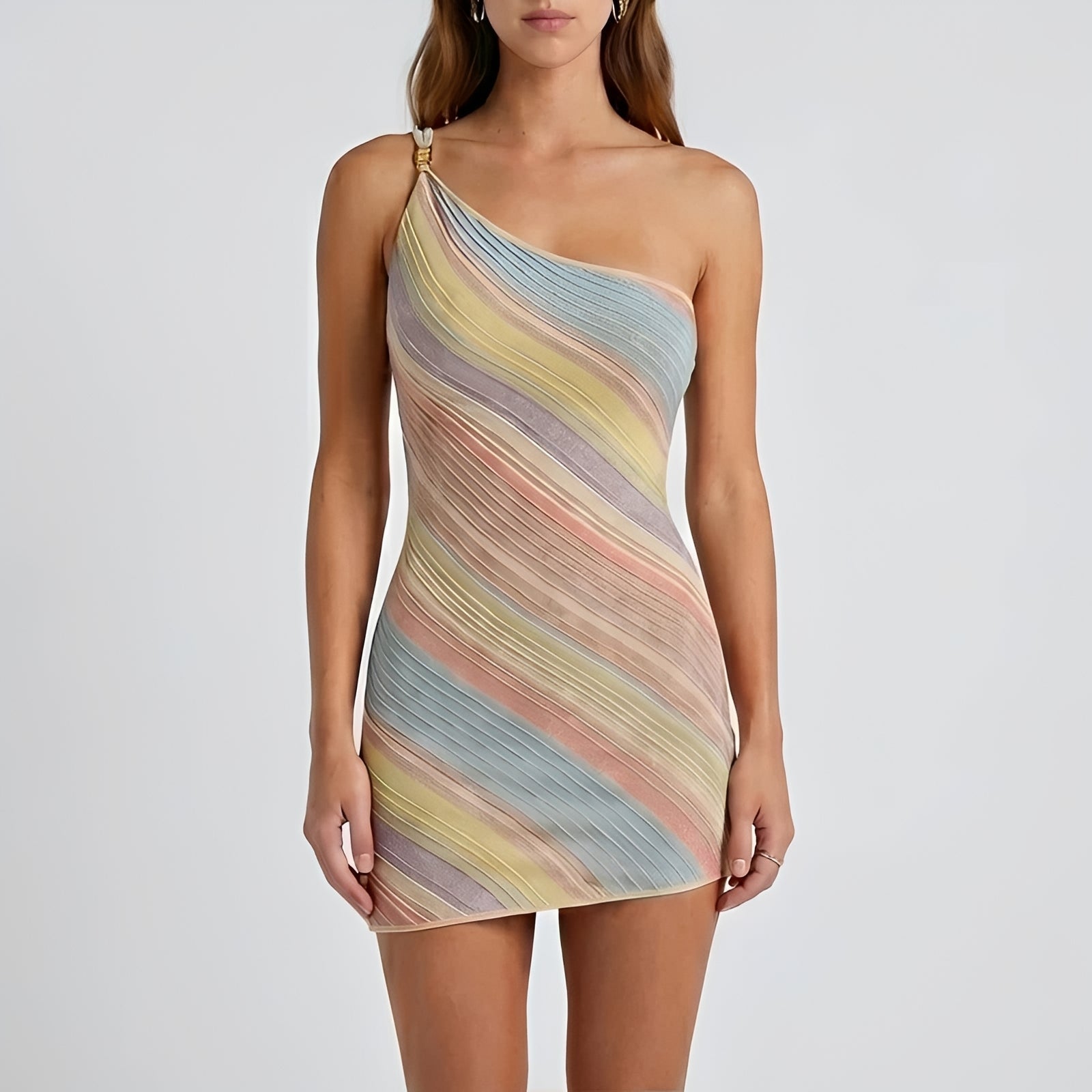 Kameron - Farbenfrohes One-Shoulder-Minikleid
