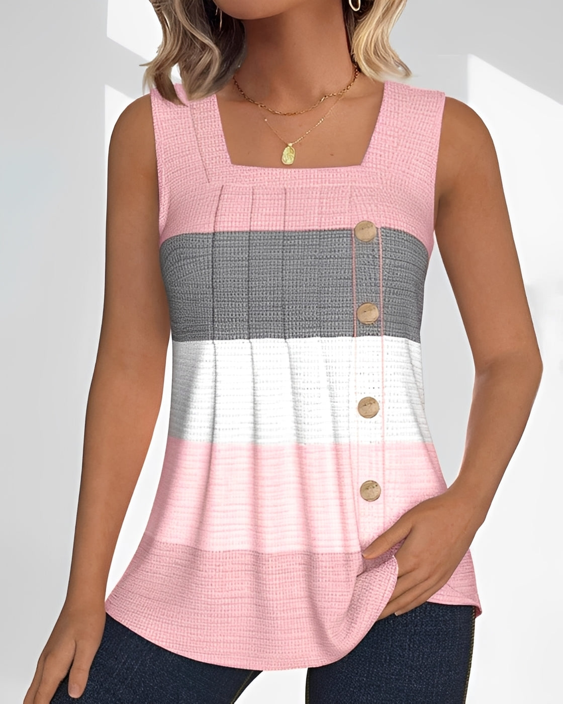 Grace - Lässiges, Gestreiftes Falten-Tanktop