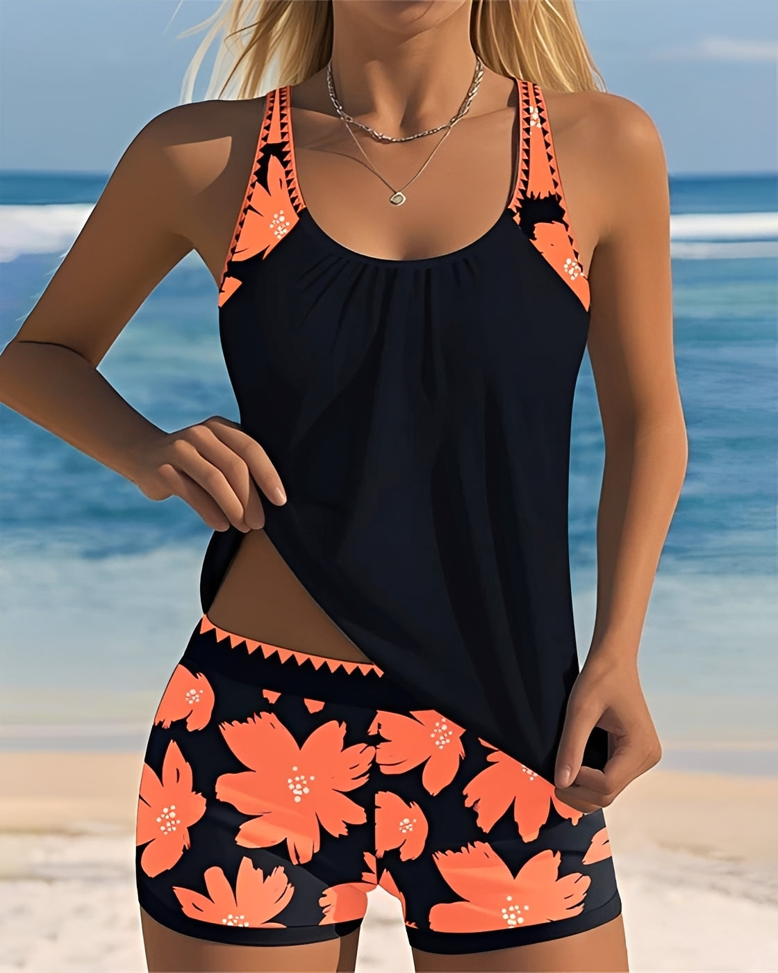 Mila - Tankini mit Blumendruck und Rundhals