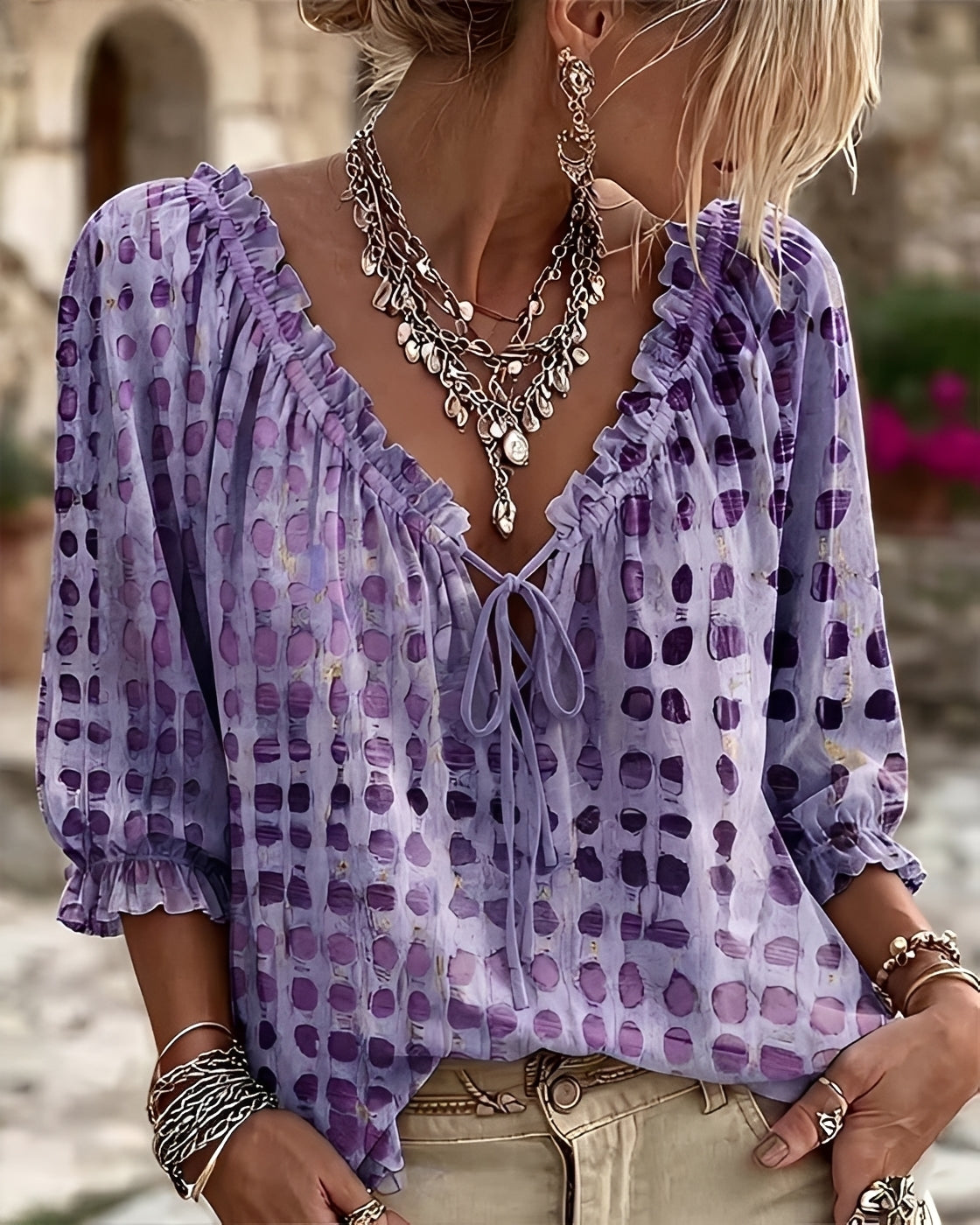 Candice - Elegante Bluse mit Tupfenmuster