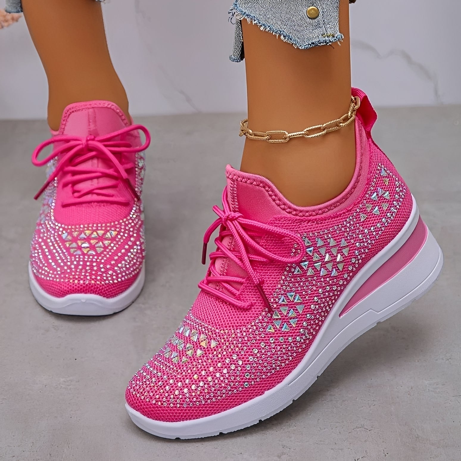 Elodie - Trendige Bequeme Sneakers mit Glitzerelementen