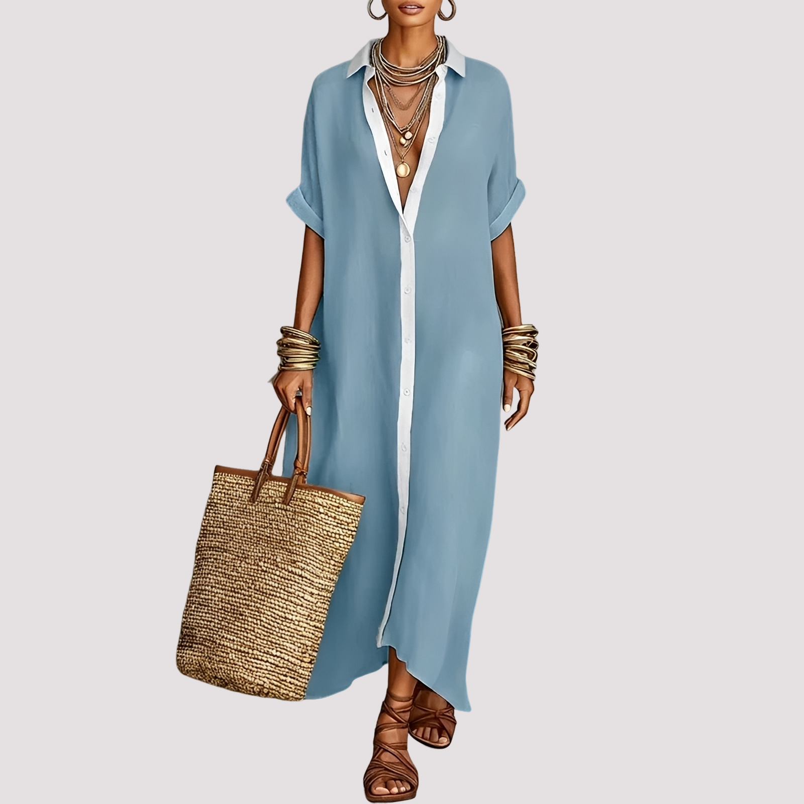 Talia - Lockeres Hemdblusenkleid mit Knöpfen