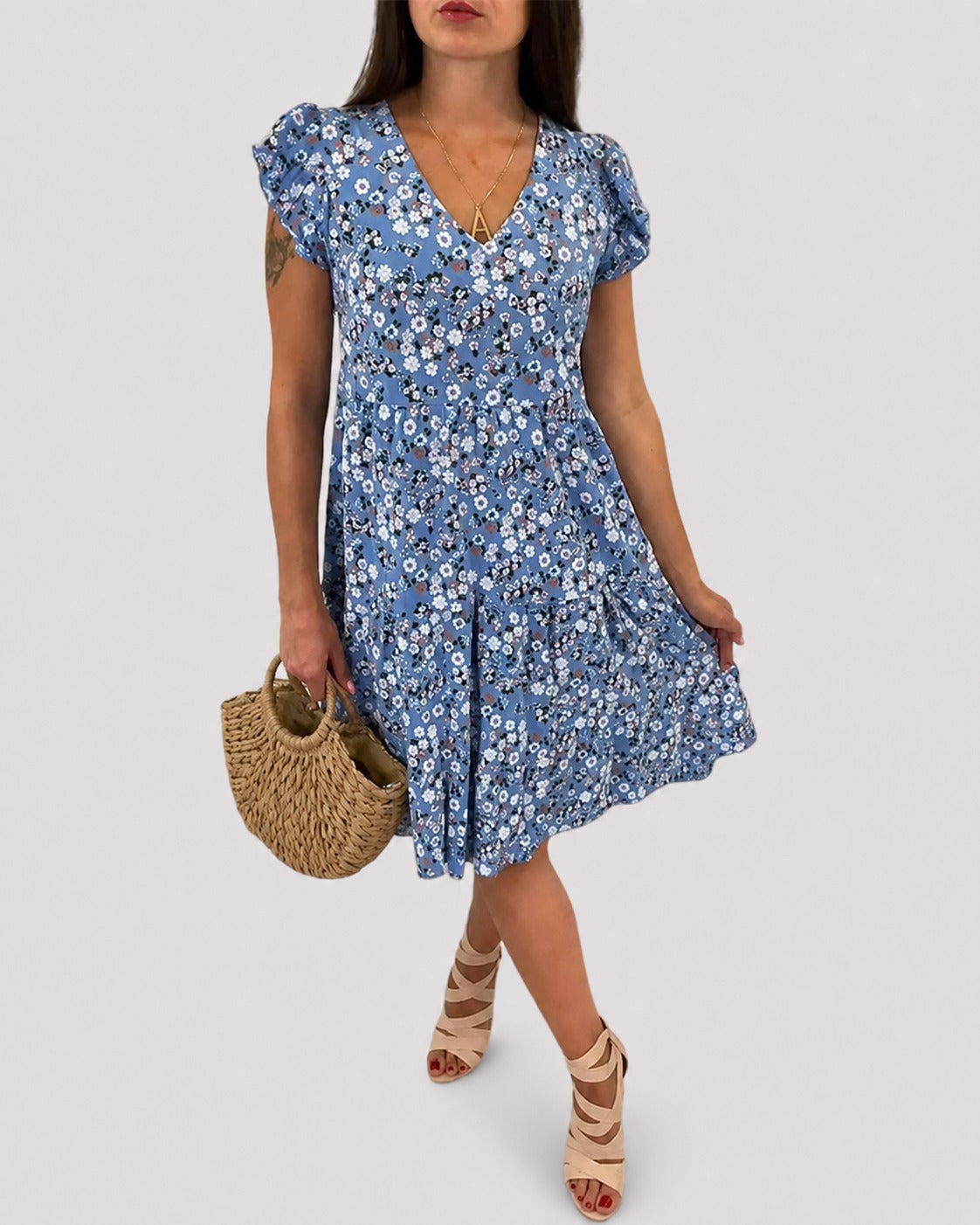 Gwen - Weites Midikleid mit Blumenmotiv