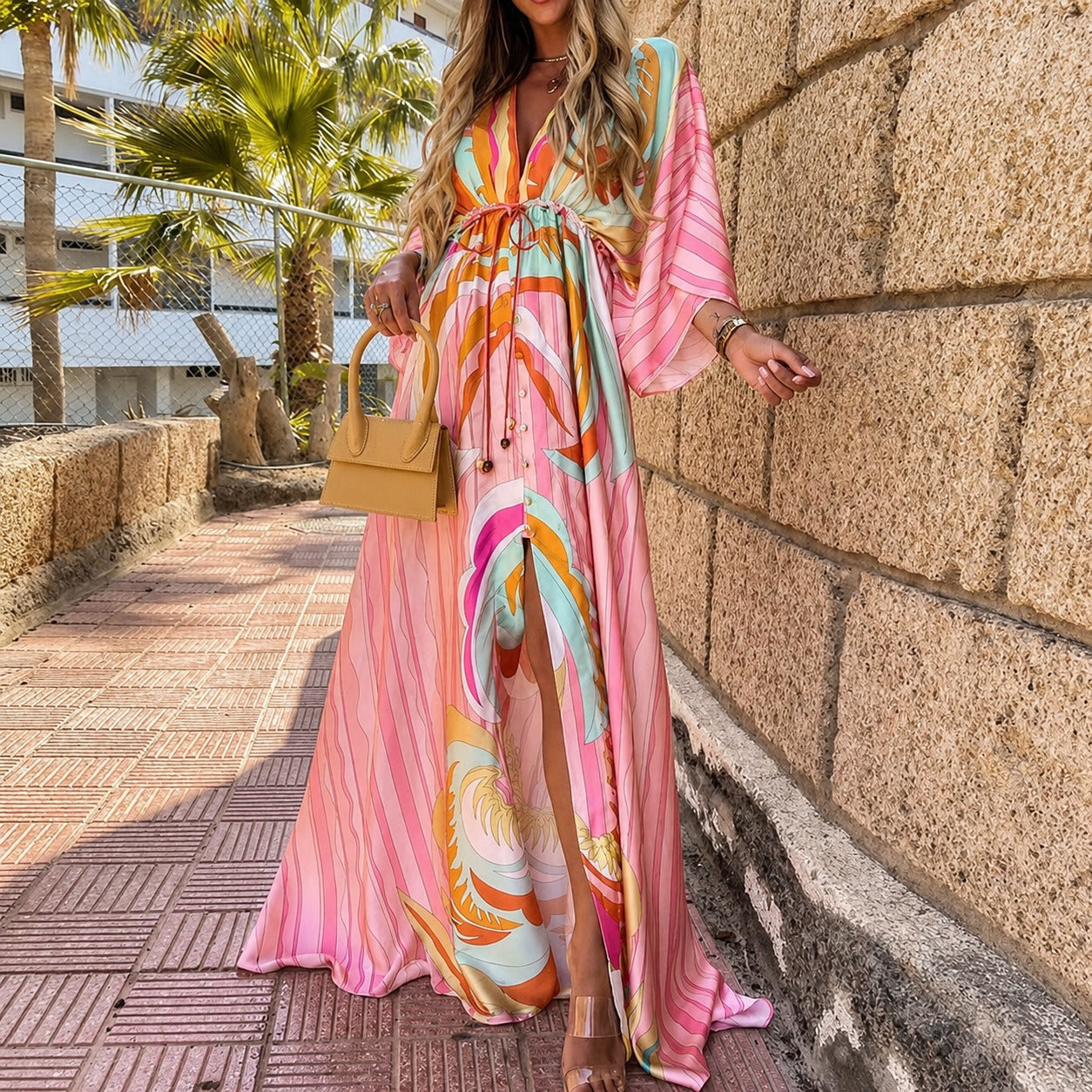 Janice - Stilvolles, farbenfrohes Maxikleid