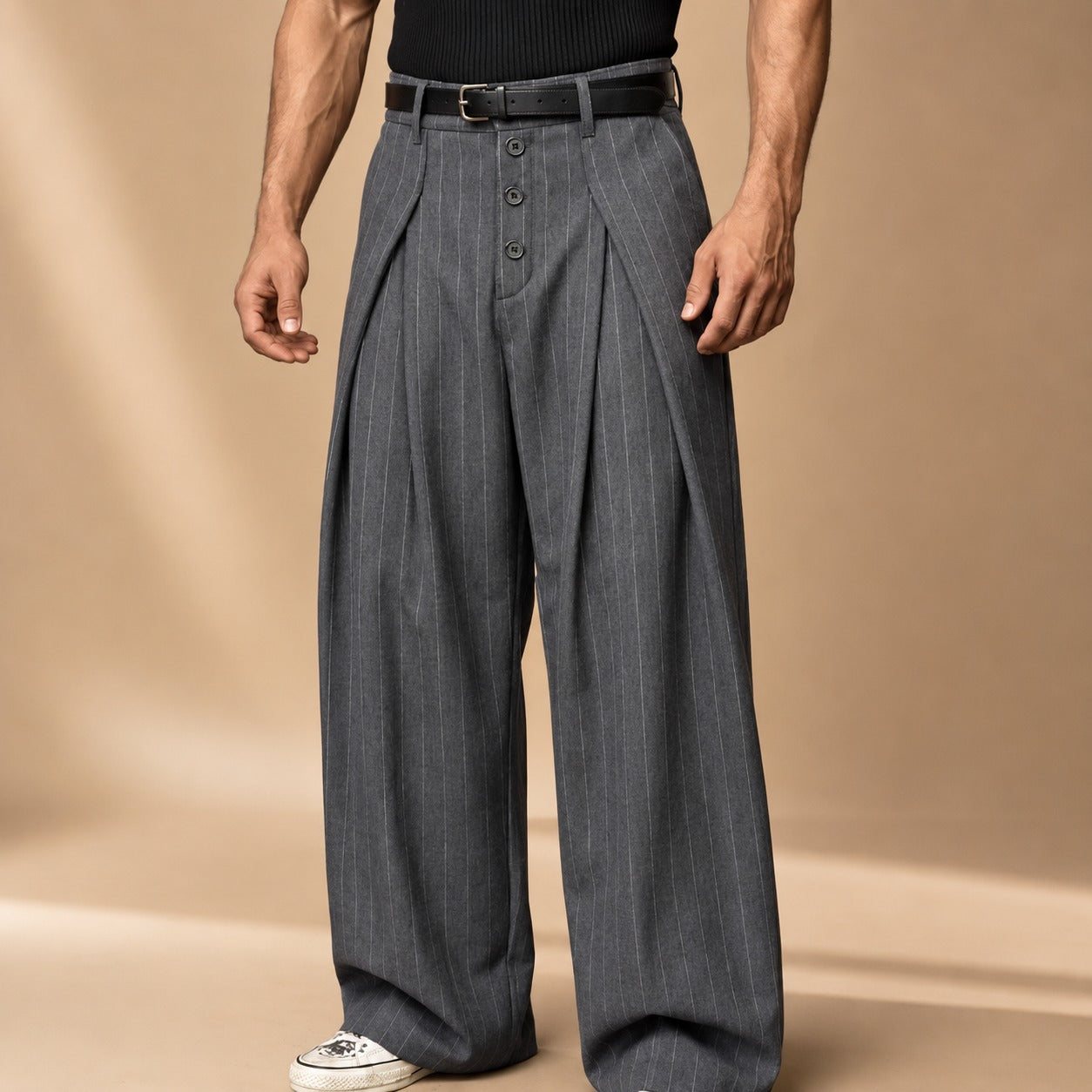 Farhan - Moderne Gestreifte Weitbein-Hosen