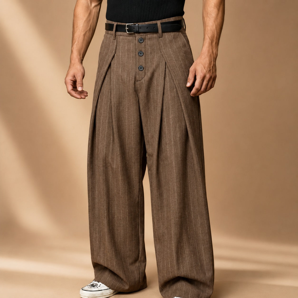 Farhan - Moderne Gestreifte Weitbein-Hosen