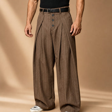 Farhan - Moderne Gestreifte Weitbein-Hosen