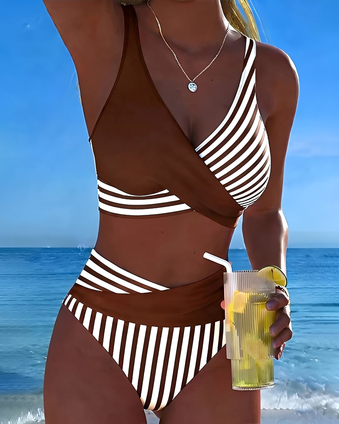 Angelica - Eleganter Gestreifter Bikini
