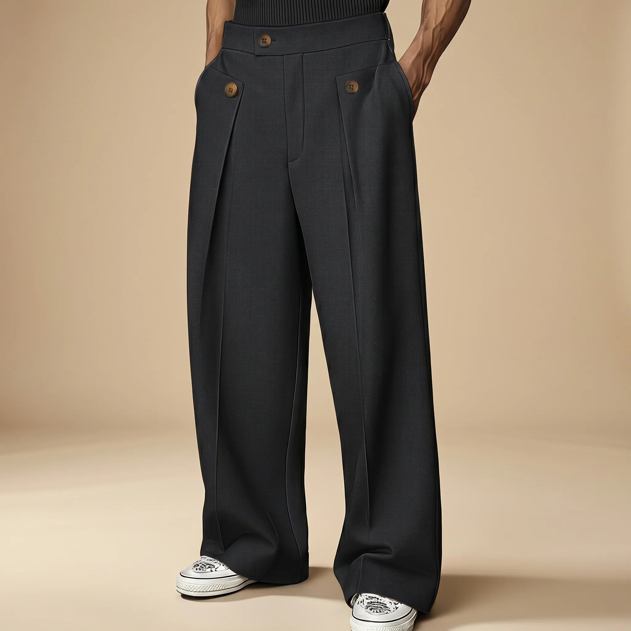 John - Modische Weitgeschnittene Hose mit Hohem Bund
