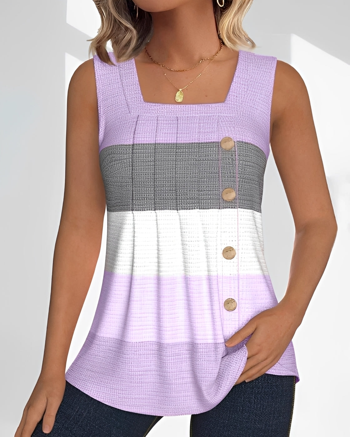 Grace - Lässiges, Gestreiftes Falten-Tanktop