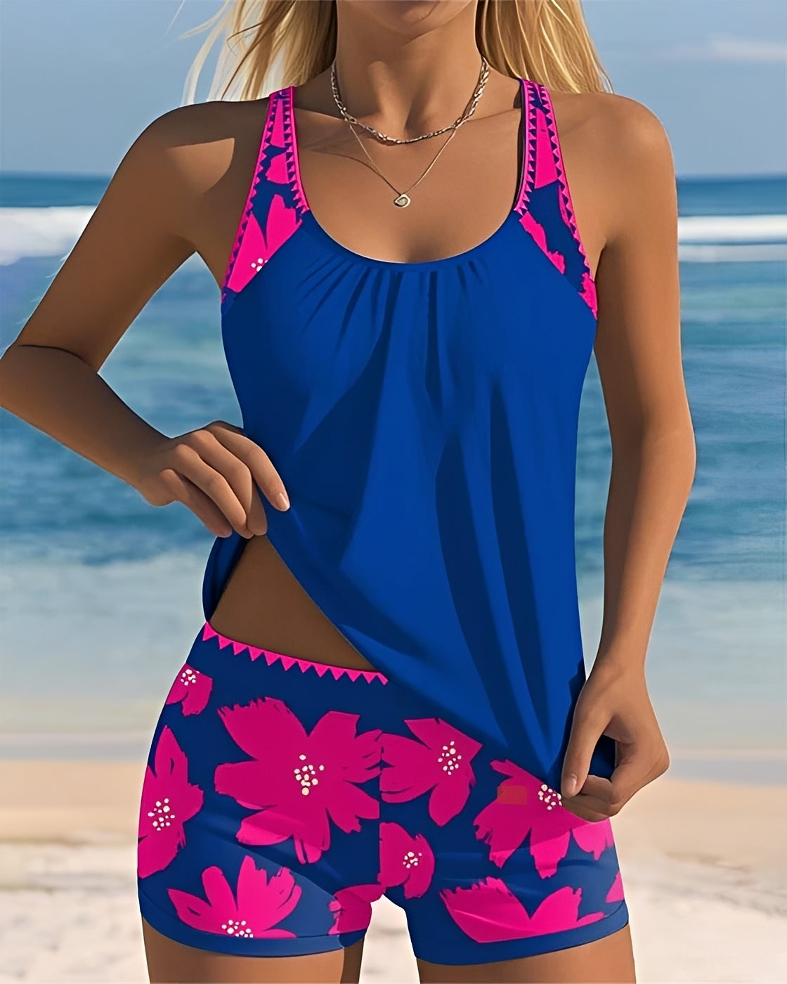 Mila - Tankini mit Blumendruck und Rundhals