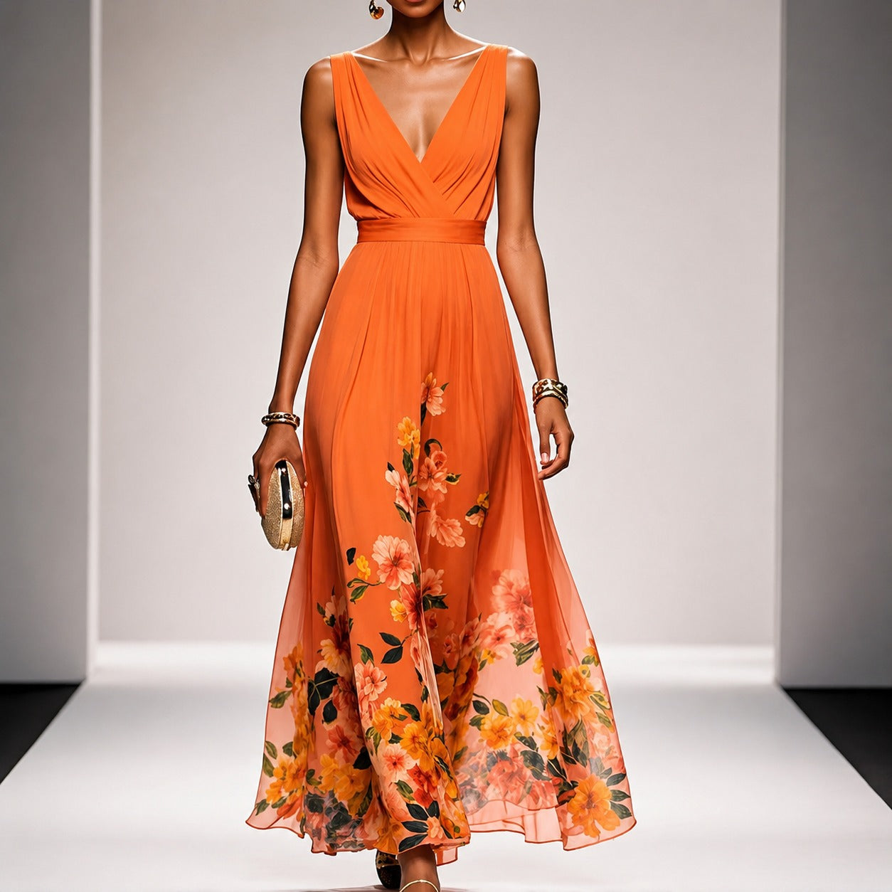 Tanisha - Langes Kleid mit Blumendesign