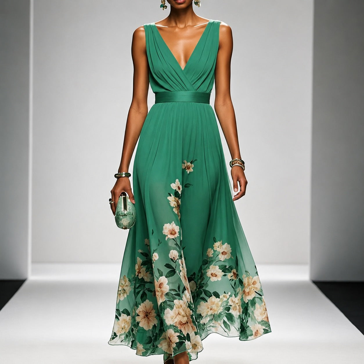Tanisha - Langes Kleid mit Blumendesign