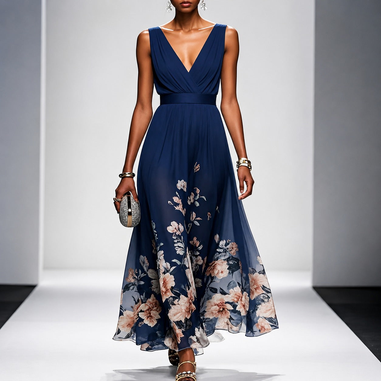 Tanisha - Langes Kleid mit Blumendesign