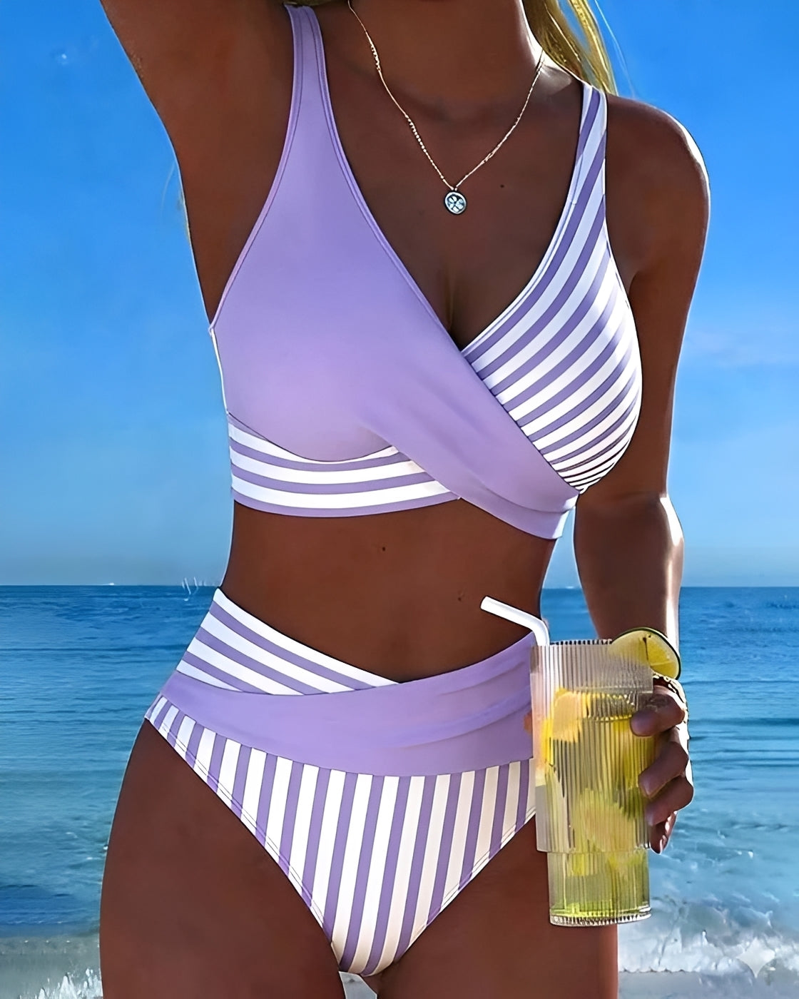 Angelica - Eleganter Gestreifter Bikini