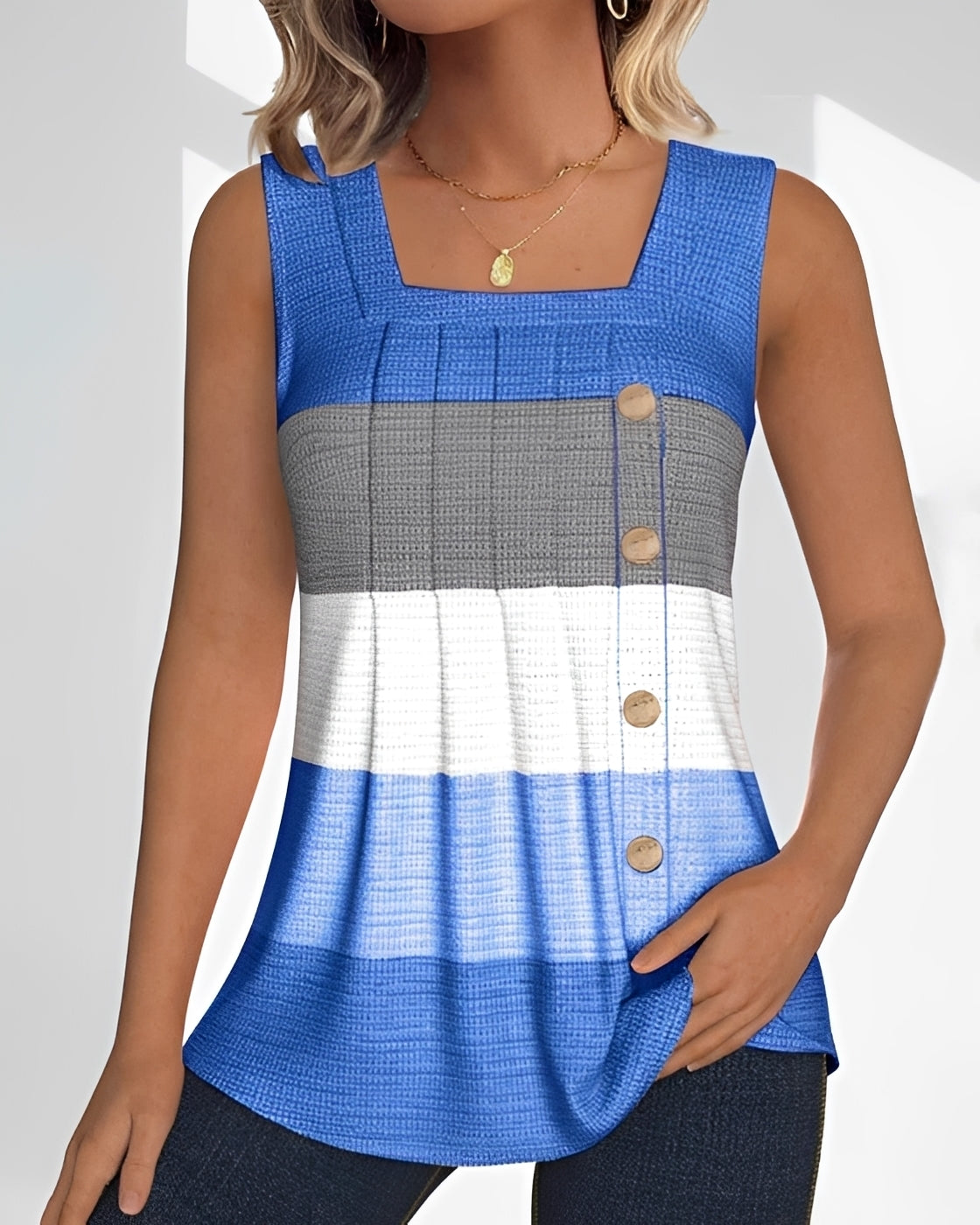Grace - Lässiges, Gestreiftes Falten-Tanktop