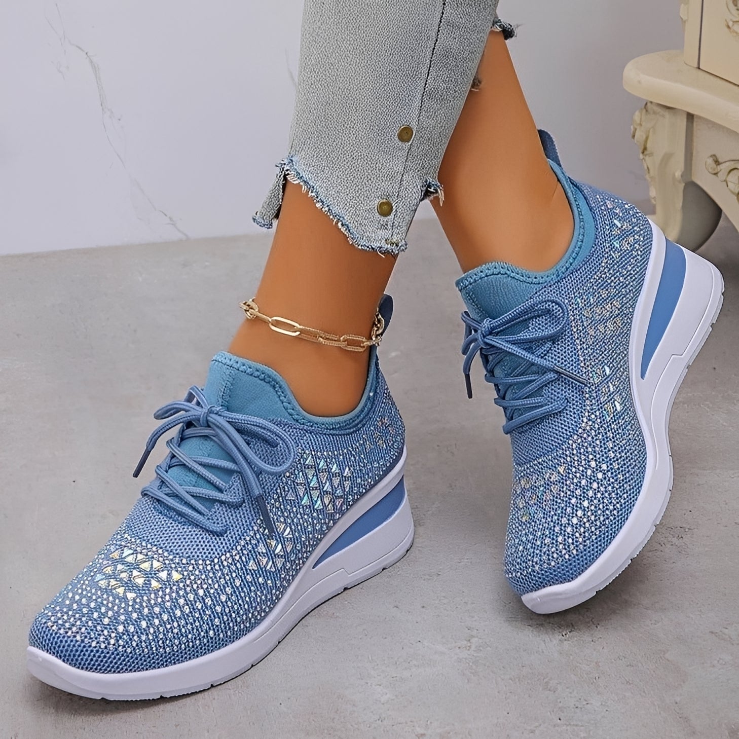 Elodie - Trendige Bequeme Sneakers mit Glitzerelementen