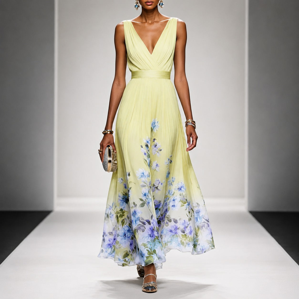 Tanisha - Langes Kleid mit Blumendesign