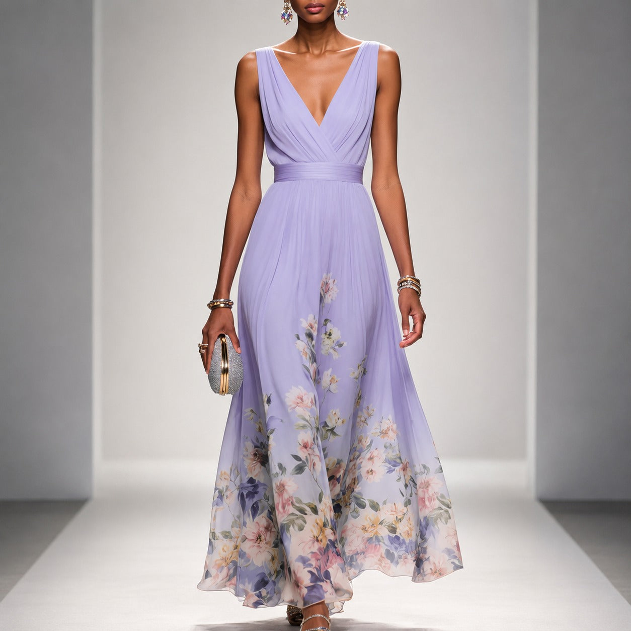 Tanisha - Langes Kleid mit Blumendesign